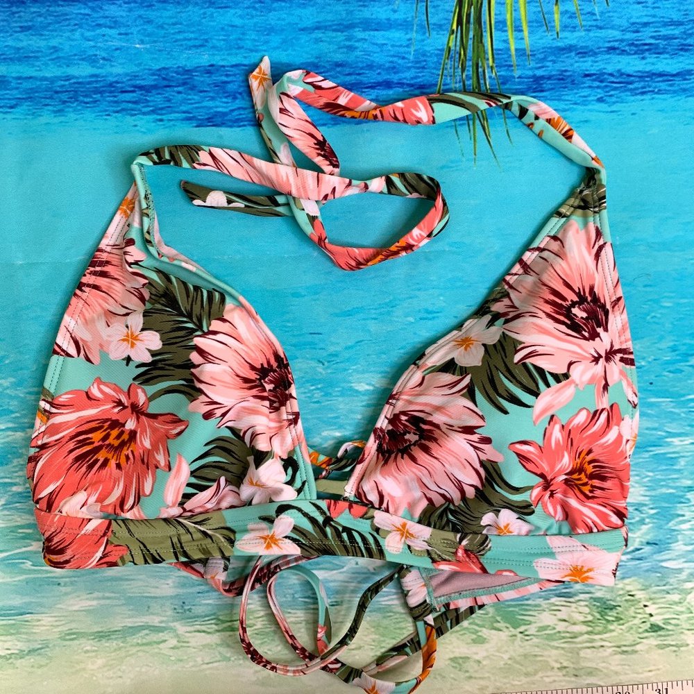 Kona Sol Blue Floral Bikini XL #CC-021